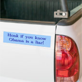 Honk als je weet dat Obama een leugenaar is! Bumpersticker (Op Truck)