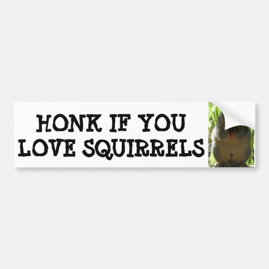 HONK ALS U VAN SQUIRRELS HOUDT BUMPERSTICKER (Voorkant)