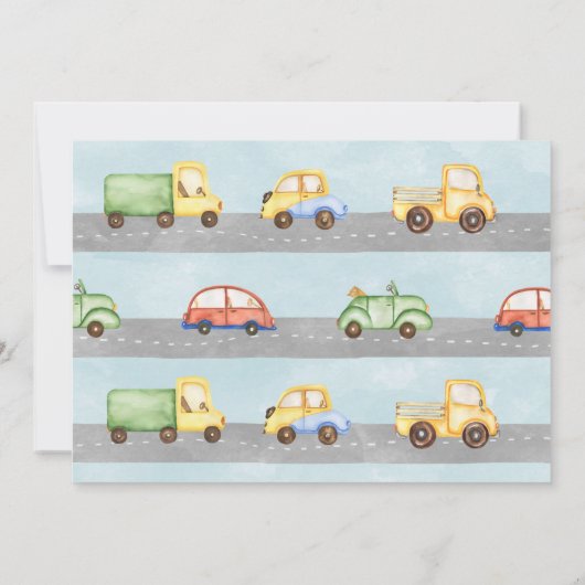 Honk Beep Zoom Transport Birthday Party Uitnodigin Kaart (Achterkant)
