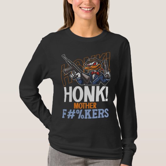 Honk Duck Goose With Guns Internet Meme T-shirt (Voorkant)