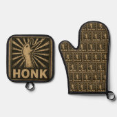 Honk Goose Funny Duck Chicken Meme Ovenwant & Pannenlap Set (Voorkant)
