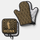 Honk Goose Funny Duck Chicken Meme Ovenwant & Pannenlap Set (Voorkant / Achterkant)