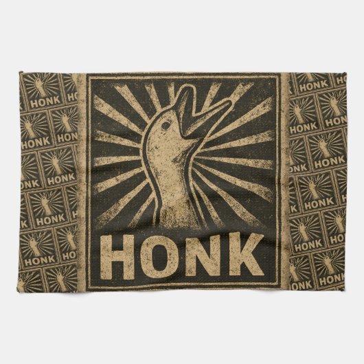 Honk Goose Funny Duck Chicken Meme Theedoek (Horizontaal)