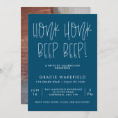 Honk Honk Blue Typographic Drive by Afstudeerder P Kaart (Voorkant / Achterkant)