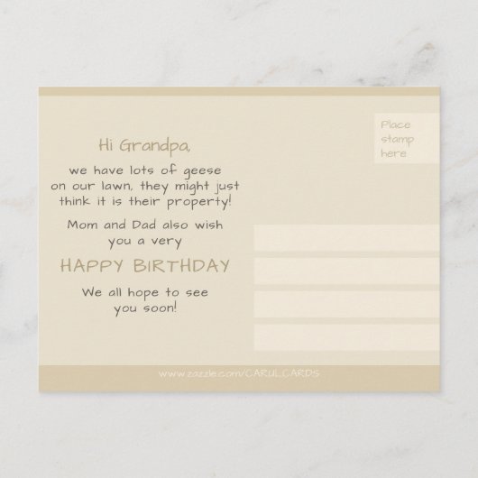 Honk honk + Grandpa's verjaardag CC0317 Briefkaart (Achterkant)