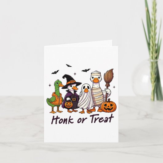 Honk of Behandel Goose Halloween Kostuum Fun Kaart (Voorkant)