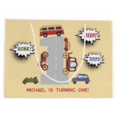 Honk piep toot retro voertuigen eerste jongen verj groot cadeauzakje (Achterkant)