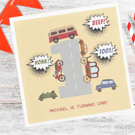 Honk piep toot retro voertuigen eerste jongen verj servet