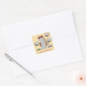 Honk piep toot retro voertuigen eerste jongen verj vierkante sticker (Envelop)