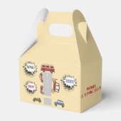 Honk piep toot retro voertuigen jongen verjaardag bedankdoosjes (Voorkant Zijde)