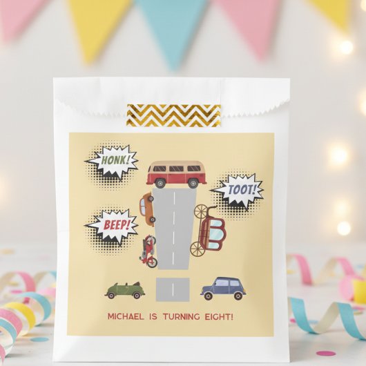 Honk piep toot retro voertuigen jongen verjaardag bedankzakje