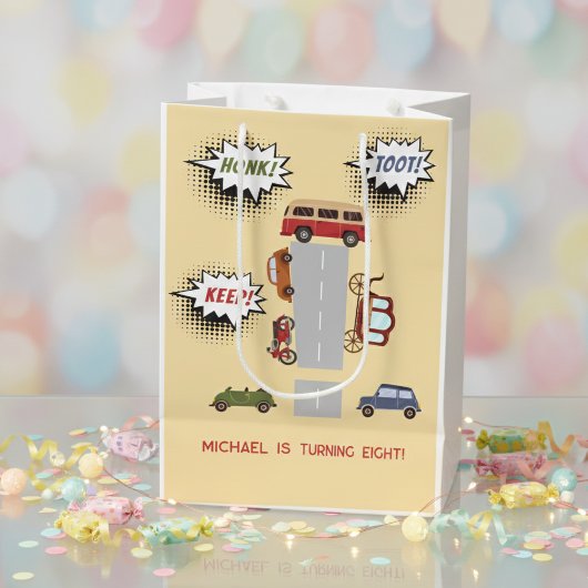 Honk piep toot retro voertuigen jongen verjaardag medium cadeauzakje