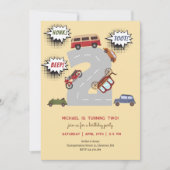 Honk piep toot retro voertuigen tweede jongen verj kaart (Voorkant)