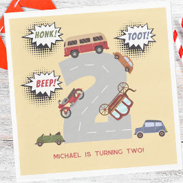 Honk piep toot retro voertuigen tweede jongen verj servet