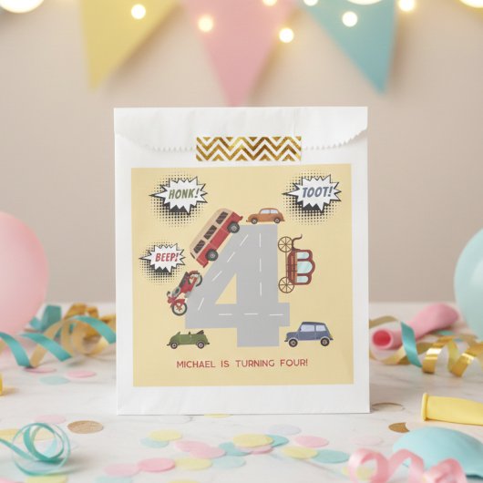 Honk piep toot retro voertuigen voort jongen verja bedankzakje