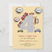 Honk piep toot retro voertuigen voort jongen verja kaart (Voorkant)