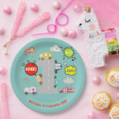 Honk piep toot voertuigen eerste jongen verjaardag papieren bordje (Feest)