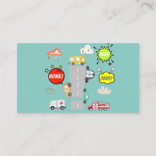 Honk piep toot voertuigen jongen verjaardag informatiekaartje (Achterkant)