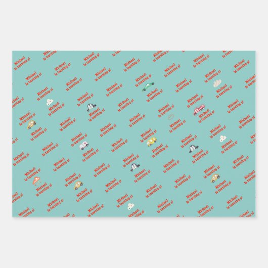 Honk piep toot voertuigen jongen verjaardag inpakpapier vel (Voorkant 3)