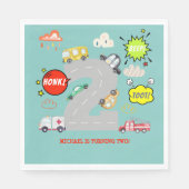 Honk piep toot voertuigen jongen verjaardag servet (Voorkant)