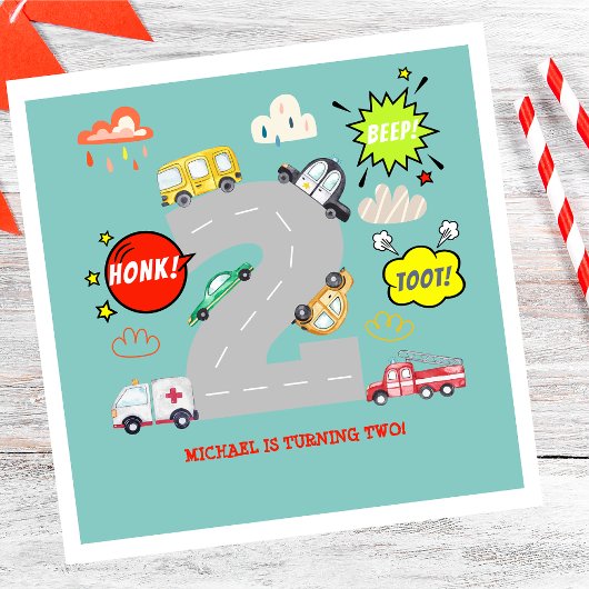 Honk piep toot voertuigen jongen verjaardag servet