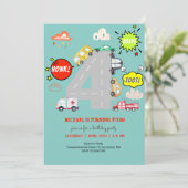 Honk piep toot voertuigen voort jongen verjaardag kaart (Staand voorkant)