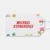 Honk piep van gelukkig voertuigen jongen verjaarda cadeaulabel (Voorkant (Horizontaal))