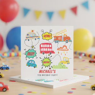 Honk piep van gelukkig voertuigen jongen verjaarda servet