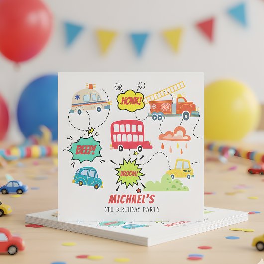 Honk piep van gelukkig voertuigen jongen verjaarda servet