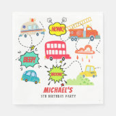Honk piep van gelukkig voertuigen jongen verjaarda servet (Voorkant)
