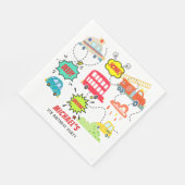 Honk piep van gelukkig voertuigen jongen verjaarda servet (Hoek)