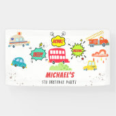 Honk piep van gelukkig voertuigen jongen verjaarda spandoek (Horizontaal)