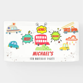 Honk piep van gelukkig voertuigen jongen verjaarda spandoek