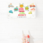 Honk piep van gelukkig voertuigen jongen verjaarda spandoek (Insitu)