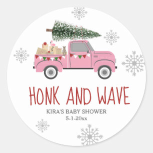 Honk & Wave Kerst Baby shower Ronde Sticker