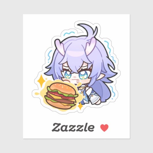 Honkai Star Rail Chibi Bailu Burger Sticker (Vel)