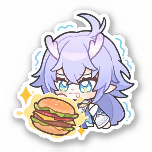 Honkai Star Rail Chibi Bailu Burger Sticker (Voorkant)