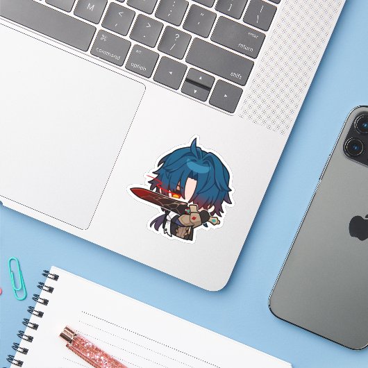 Honkai Star Rail Chibi Blade Sticker (Laptop met iPhone)