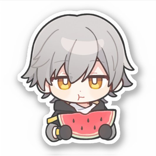 Honkai Star Rail Chibi Caelus Watermelon Sticker (Voorkant)
