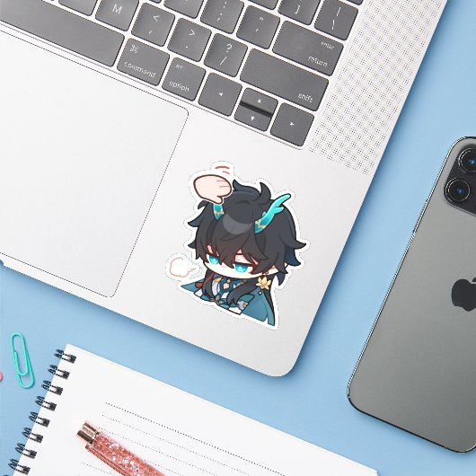 Honkai Star Rail Chibi Dan Heng IL Pat Sticker (Laptop met iPhone)