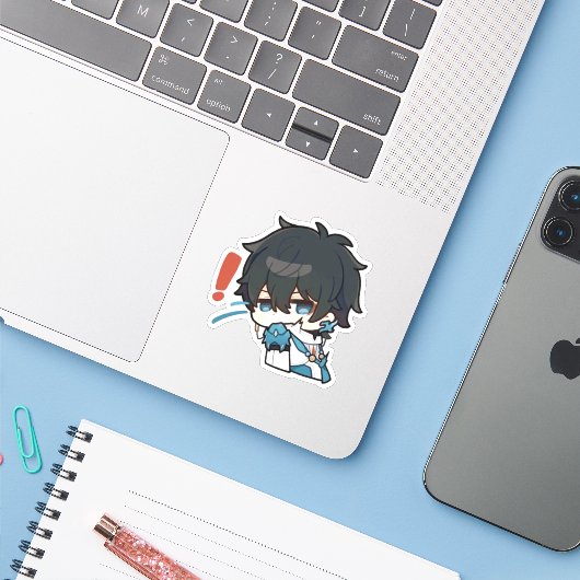 Honkai Star Rail Chibi Dan Heng Surprise Sticker (Laptop met iPhone)