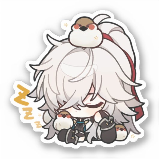 Honkai Star Rail Chibi Jing Yuan Slaap Sticker (Voorkant)
