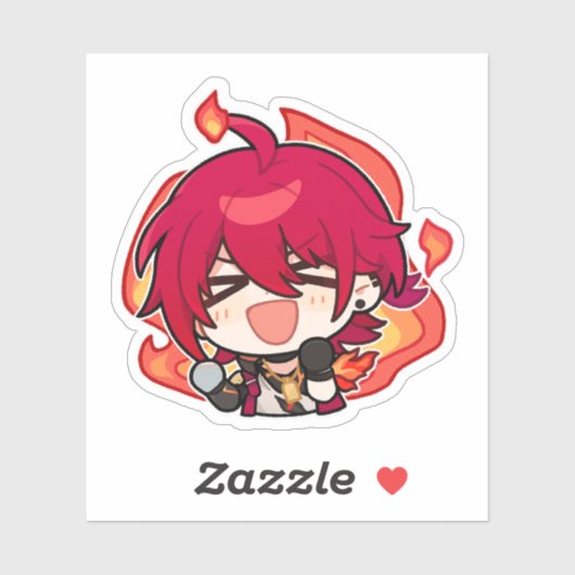 Honkai Star Rail Chibi Luka vuurde Sticker op (Vel)