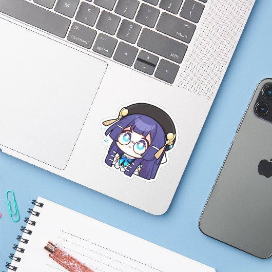 Honkai Star Rail Chibi Pela Sticker (Laptop met iPhone)