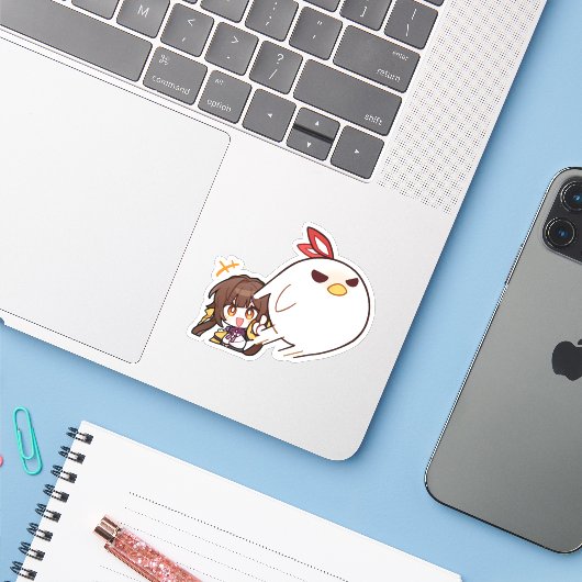 Honkai Star Rail Chibi Sushang Phoenix Sticker (Laptop met iPhone)