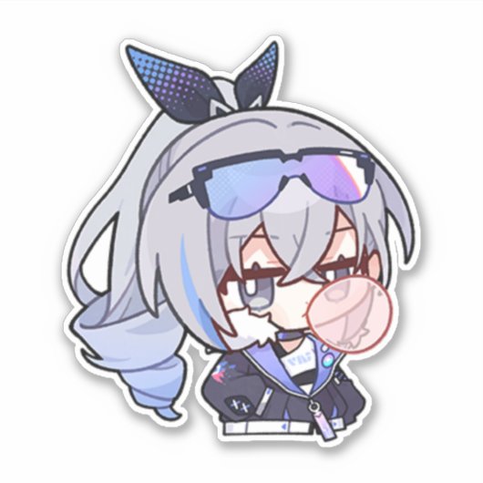 Honkai Star Rail Chibi Zilveren Wolf Sticker (Voorkant)