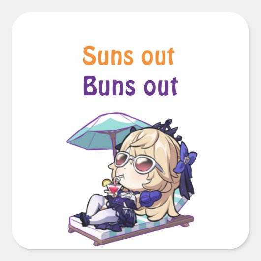 honkai star rail. Zon uit, broodjes uit Vierkante Sticker (Voorkant)