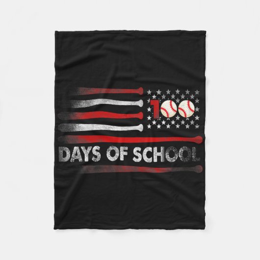 Honkbal 100 dagen Baseball 100e dag thee Fleece Deken (Voorkant)