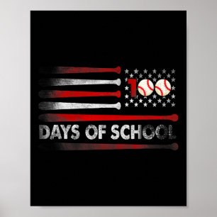 Honkbal 100 dagen Baseball 100e dag thee Poster