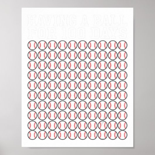 honkbal 100 dagen van leraar Shirt B Poster (Voorkant)